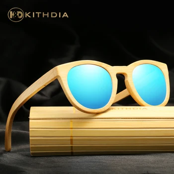 KITHDIA, Поляризованные деревянные Бамбуковые солнцезащитные очки ручной работы, Женские Солнцезащитные очки, Ретро Винтажные солнцезащитные очки, Брендовая дизайнерская #KD026
