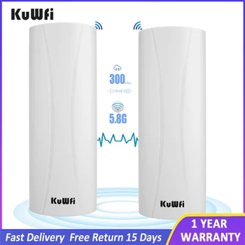KuWFi Беспроводной Мостовой Маршрутизатор Открытый 5,8 Г 1-3 км Дальний Wifi Ретранслятор 300 Мбит/с Беспроводная точка доступа 14dBi Wifi Усилитель сигнала