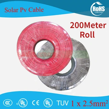 LEADER SOLAR 200 м/рулон 2,5 мм кв. м (14 AWG) Фотоэлектрический кабель TUV для подключения фотоэлектрических панелей/ Фотоэлектрический кабель с защитой от ультрафиолетового излучения