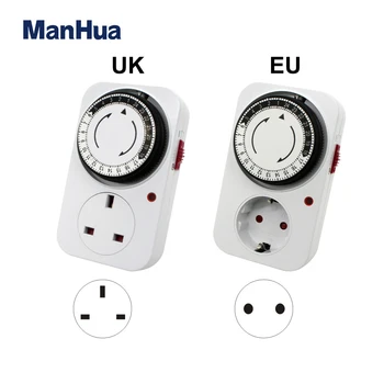 ManHua 24-часовая Европейская вилка EU UK plug TG14 TG44 Программируемый механический таймер Универсальный таймер розетки 220V 16A