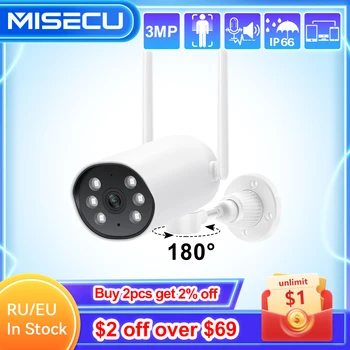 MISECU 3-мегапиксельная WiFi IP-камера Наружного наблюдения, Горизонтально вращающаяся Беспроводная камера безопасности с записью, двусторонняя связь