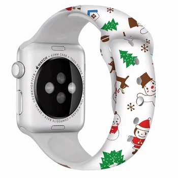 Onthelevel Рождественский Силиконовый ремешок Apple Watch Bands 38/42 мм Ремешки для Наручных часов Аксессуары для iWatch 1/2/3/4/5 Рождественские подарки