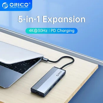 ORICO USB C КОНЦЕНТРАТОР Type C-HDMI-совместимый Адаптер RJ45 5 в 1 USB C-USB 3.0 100 Вт Разветвитель док-станции PD для MacBook Pro Аксессуары