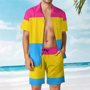 [Pan Flag] All Love Is Good Love Мужской пляжный костюм Премиум-класса из 2 предметов, брючный костюм Высокого качества для плавания, Размер США