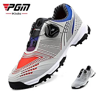 PGM Детская обувь для гольфа Обувь для мальчиков с быстрой шнуровкой на пуговицах Спортивные Непромокаемые кроссовки Градиентного цвета Осень Зима XZ105
