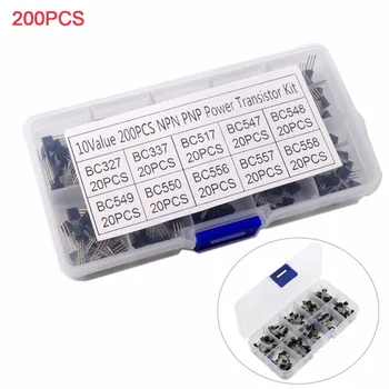 RCmall 200PCS TO-92 Транзисторы Триодный Ассортимент DIY Kit PNP/MPN 10 value BC327 BC337 BC517 BC547 BC548 с пластиковой коробкой
