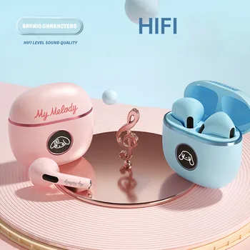 Sanrios Hello Kitty Kuromi My Melody Cinnamoroll Bluetooth Наушники Tws Водонепроницаемые Наушники с Шумоподавлением Hifi Качества звука