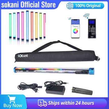 Sokani X25 RGB Двухцветная светодиодная палочка для видеосъемки, живописи, перезаряжаемый светодиодный дисплей на батарейках для YouTube