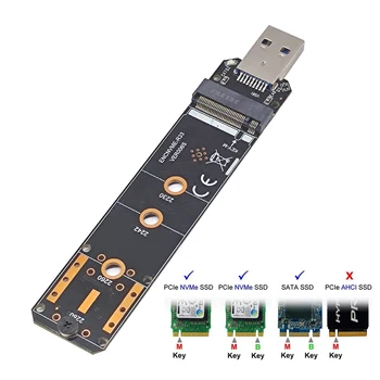 SSD-адаптер M.2 к USB 3,1 M.2 NVME PCIe SATA Двухпротоколная SSD-плата для 2230 2242 2260 2280 NVME SATA M.2 SSD-карта-адаптер