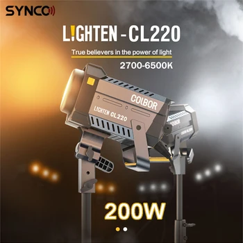 Synco COLBOR CL220 200W Photography Lighting COB Video Light для прямой трансляции CRI97 Двухцветная Студийная лампа 2700-6500 K Vlog Photo
