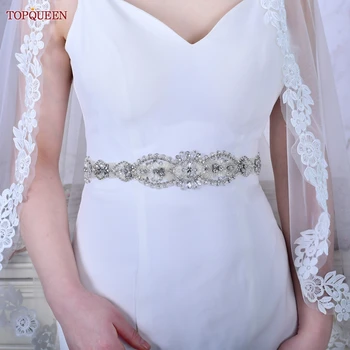 TOPQUEEN S234, женский пояс с кристаллами, свадебные аксессуары для свадебного платья, расшитое бисером, аппликация из горного хрусталя, женское вечернее платье с поясом на талии