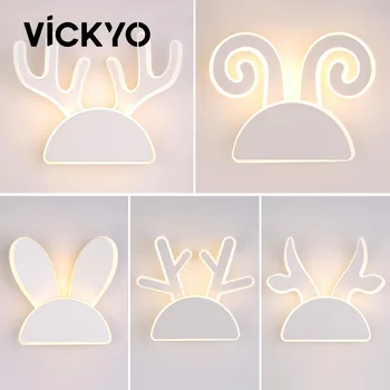 VICKYO Cute Antlers Светодиодные Настенные светильники в Скандинавском современном стиле, Интерьерный настенный светильник для гостиной, Детской, Фойе, Спальни, Прикроватная лампа