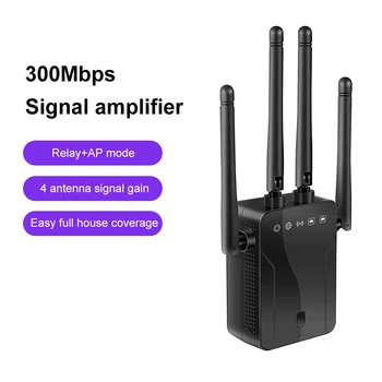 WiFi-ретранслятор с 4 внешними антеннами, удлинитель усилителя сигнала 2,4 Г/ 300 Мбит/с, WiFi-усилитель сигнала, ретранслятор EU /US Plug
