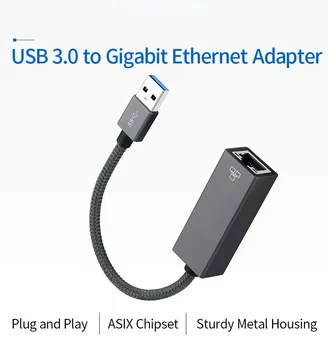 Адаптер USB 3,0 к Ethernet 10/100/1000 Мбит/с Ethernet Поддержка Windows 10/8.1/8/7/Vista/XP для настольных ноутбуков Apple MacBook Linux