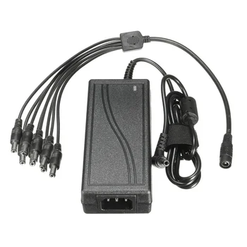 Адаптер зарядного устройства постоянного тока 12V 5A CCTV EU US Plug Блок питания + 8-полосный кабель-разветвитель питания для для Монитора CCTV CCD камеры безопасности