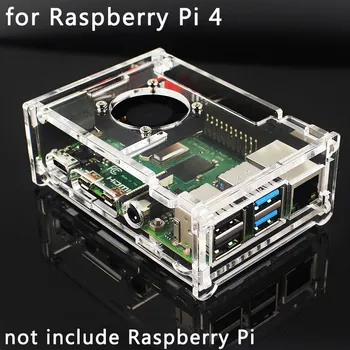 Акриловый чехол для Raspberry Pi 4 Модель B Прозрачный чехол, совместимый охлаждающий вентилятор и 3,5-дюймовый ЖК-дисплей для Raspberry Pi 4