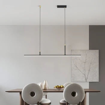 Алюминиевая современная светодиодная люстра для столовой, гостиной, кухни, матового черного цвета, подвесная люстра Бесплатная доставка