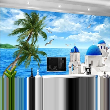 бейбехан Средиземноморский вид на океан детская комната гостиная/спальня Установка телевизора фотообои на стену papel de parede 3D обои