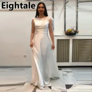 Белое вечернее платье Трапециевидной формы Eightale 2022 с длинным рукавом, аппликацией из бисера, длиной до пола, Платье для выпускного вечера в Дубае, Вечернее платье знаменитостей