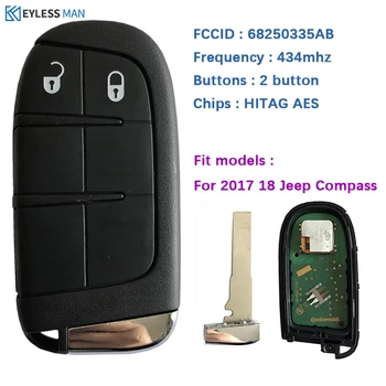 Бесключевой Go Samrt Дистанционный Брелок Для Jeep Compass 2017-2020 433 МГц ID 4A Чип Бесключевой Вход SIP22 Blade FCCID M3N-40821302