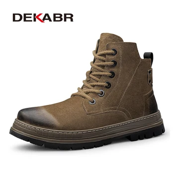 Бренд DEKABR/ Осенне-зимние мужские ботинки Высокого качества, Удобные теплые зимние ботинки на меху со шнуровкой, мужские ботинки из натуральной кожи