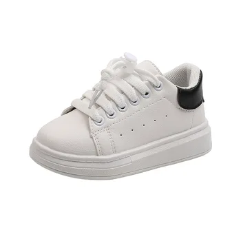 Весенняя новинка 2023 года, Детская модная Мягкая белая спортивная обувь для мальчиков, Корейские студенческие легкие кроссовки на шнуровке для девочек, Универсальные