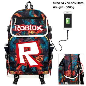 Виртуальный мир ROBLOX Периферийный цветной холщовый рюкзак USB-кабель для передачи данных, уличная компьютерная сумка, дорожная сумка, детские игрушки, подарки