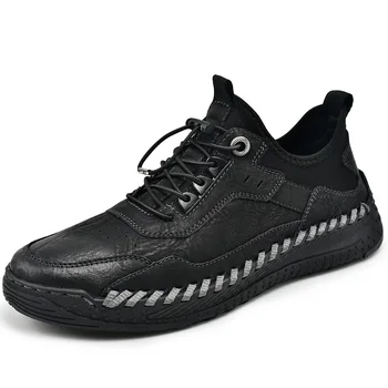 Высококачественная брендовая мужская повседневная обувь, трендовая уличная походная обувь ручной работы на мягкой подошве, удобная мужская спортивная обувь на толстой подошве