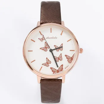 Высококачественные Женские часы Flying butterfly из натуральной кожи, винтажные кварцевые часы-браслет, наручные часы, женские роскошные часы