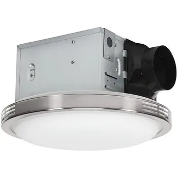 Вытяжной вентилятор для вентиляции ванной комнаты 100 CFM с декоративной светодиодной подсветкой в отделке из матового никеля
