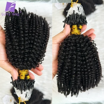 Вьющиеся Микроциклы Для Наращивания волос Человеческие Волосы Монгольские волосы Remy Микроциклы для наращивания волос Натуральный Цвет для чернокожих женщин LUFFY