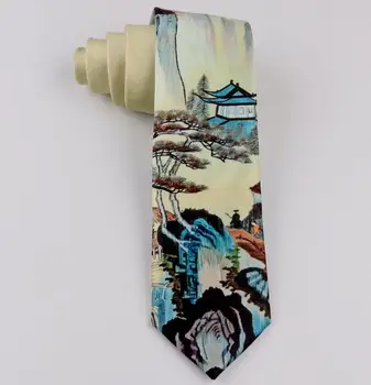 Галстук в Китайском стиле с Пейзажной живописью, Мужской Галстук, винтажное Искусство
