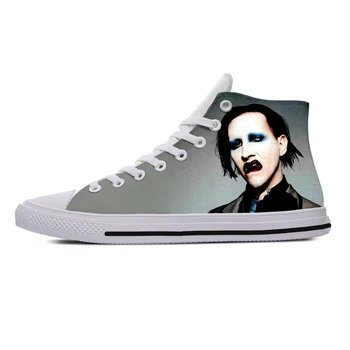 Горячая Мода, Высокие Кроссовки Marilyn Manson, Мужские И Женские Высококачественные Удобные Повседневные Туфли, Летняя Дышащая Обувь с Высоким Берцем