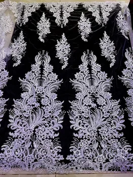 Горячая распродажа Кружевной ткани в Африканском стиле 2023, Высококачественная французская Кружевная ткань с пайетками, Тюлевое кружево, Нигерийское свадебное платье для вечеринок, Пошив