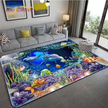 Декоративный ковер с рисунком океанского дельфина, современный домашний коврик для гостиной, коврик для спальни