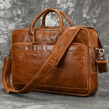 Деловая офисная сумка для ноутбука, мужская Кожаная сумка, Мужская сумка для компьютера из натуральной кожи, мужской модный портфель