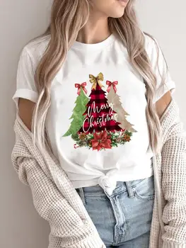 Дерево, прекрасный стиль, Милая Рождественская Женская праздничная рубашка, Одежда, Футболка с принтом, Графическая футболка, Модные женские новогодние футболки