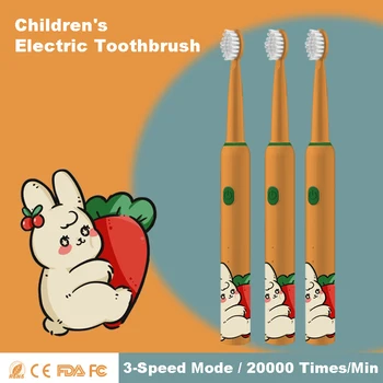 Детская зубная щетка, Электрическая звуковая зубная щетка для детей, Отбеливающая Чистка зубов с 4 мягкими насадками, 3-режимная зубная щетка для детей