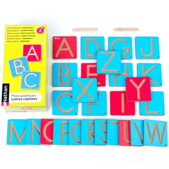 Детские развивающие игрушки Деревянная рифленая доска для каллиграфии, изучающая английский алфавит, геометрию, игрушки Монтессори, подарки