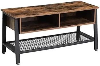 Диван-столик, Консольный столик с сетчатой полкой и местом для хранения, Прихожий столик для гостиной и офиса, устойчивый металлический каркас