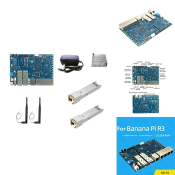 Для Banana PI BPI-R3 MT7986 2 ГБ + 8 ГБ EMMC Плата разработки + 2,5 Г Модуль электрического Порта + Радиатор + 2Xantennas + Комплект питания синего Цвета EU Plug