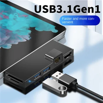 Для Surface Pro 4 5 6 Док-станция-концентратор с 4K HDMI-совместимым устройством чтения карт памяти Gigabit Ethernet 2 USB 3.1 Gen 1 Порт B