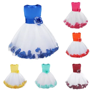Для малышей, Для маленьких девочек, Тюлевое платье с лепестками цветов, Свадебное платье с цветочным узором для девочек, Официальная одежда, Праздничное платье принцессы на день рождения