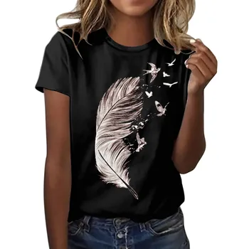 Женская Весенне-летняя футболка с цветочным Принтом, Короткий рукав, О-Образный Вырез, Темный Графический Пуловер, Винтаж 90-х, повседневный