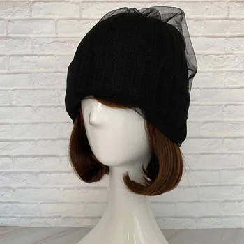 Женская Зимняя высококачественная японская простая шапка 55-60 см, шерстяная кепка, сетчатая вязаная шапка Tide Hat