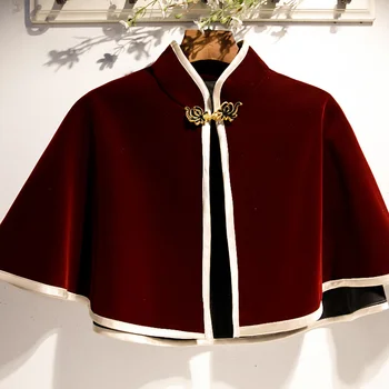 Женская осенне-зимняя винно-красная пашмина, женская винтажная шаль, плащ R2740