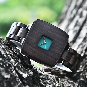 Женские деревянные часы, Изящные женские стильные квадратные наручные часы из черного дерева, ее Деревянные часы для вечернего платья, часы Montre Femme