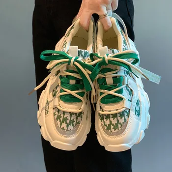Женские спортивные кроссовки на платформе, Новинка 2023 года, Старая обувь на толстой подошве, Дизайнерские модные теннисные туфли, женская обувь