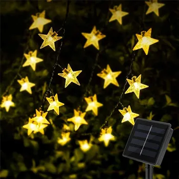 Звездные Гирлянды 50LED 8 режимов, Мерцающие Сказочные огни на солнечной энергии, Водонепроницаемые, Мерцающие Звездами, Газонный Пейзаж, Рождество