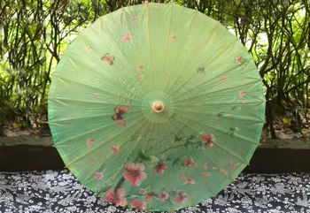Зеленый зонтик с Цветком персика Высококачественная Водонепроницаемая танцевальная реквизитная фестивальная коллекция